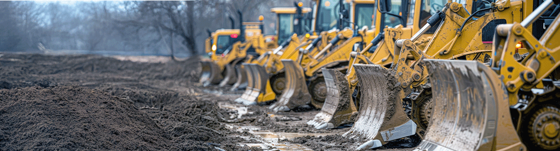 Bulldozers in a row